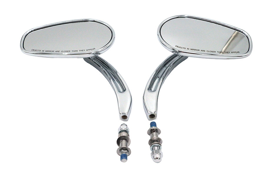 V-Twin Rectangle Taper Mirror Set with Billet Stems Chrome for Harley Davidson