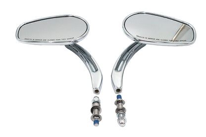 V-Twin Rectangle Taper Mirror Set with Billet Stems Chrome for Harley Davidson