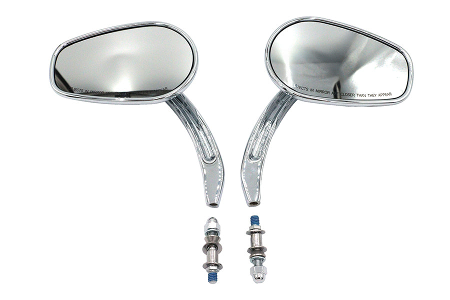 V-Twin Rectangle Taper Mirror Set with Billet Stems Chrome for Harley Davidson
