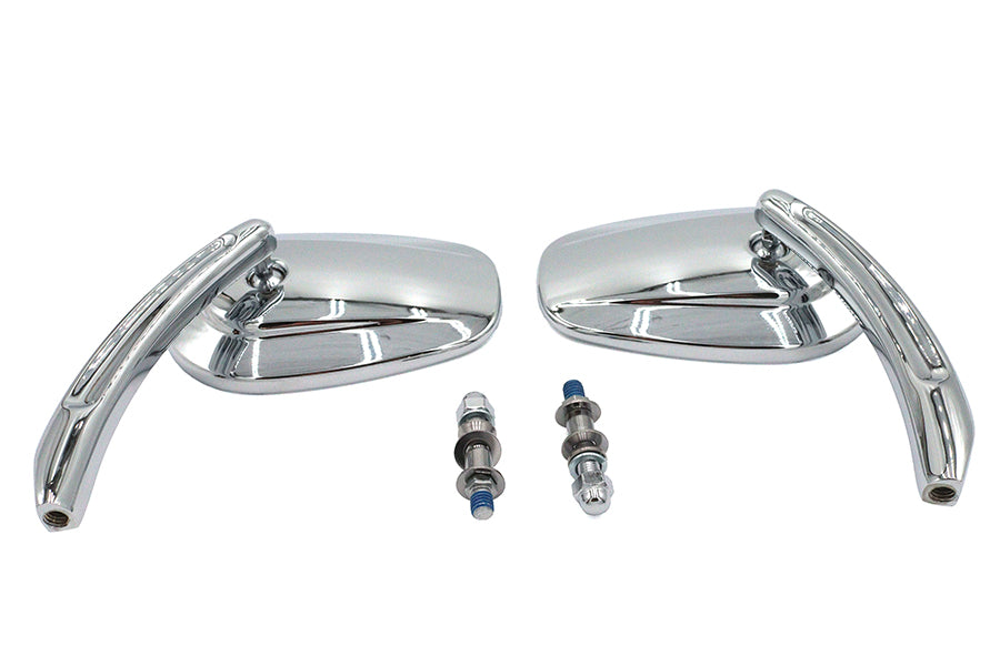V-Twin Rectangle Taper Mirror Set with Billet Stems Chrome for Harley Davidson