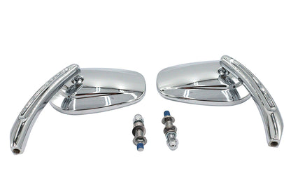 V-Twin Rectangle Taper Mirror Set with Billet Stems Chrome for Harley Davidson
