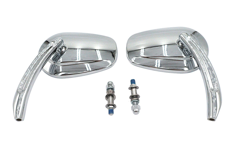 V-Twin Rectangle Taper Mirror Set with Billet Stems Chrome for Harley Davidson
