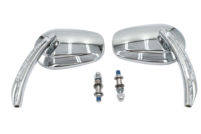 V-Twin Rectangle Taper Mirror Set with Billet Stems Chrome for Harley Davidson