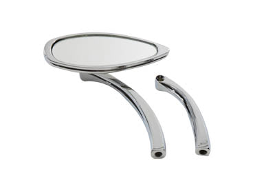 Wyatt Gatling Oval Mirror Smooth with Billet Stem Chrome for Harley Davidson 1965-1974
