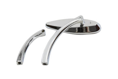 Wyatt Gatling Oval Mirror Smooth with Billet Stem Chrome for Harley Davidson 1965-1974