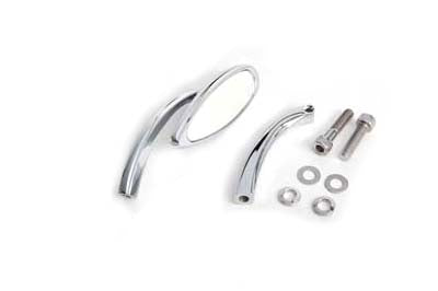 Wyatt Gatling Oval Mirror Smooth with Billet Stem Chrome for Harley Davidson 1965-1974