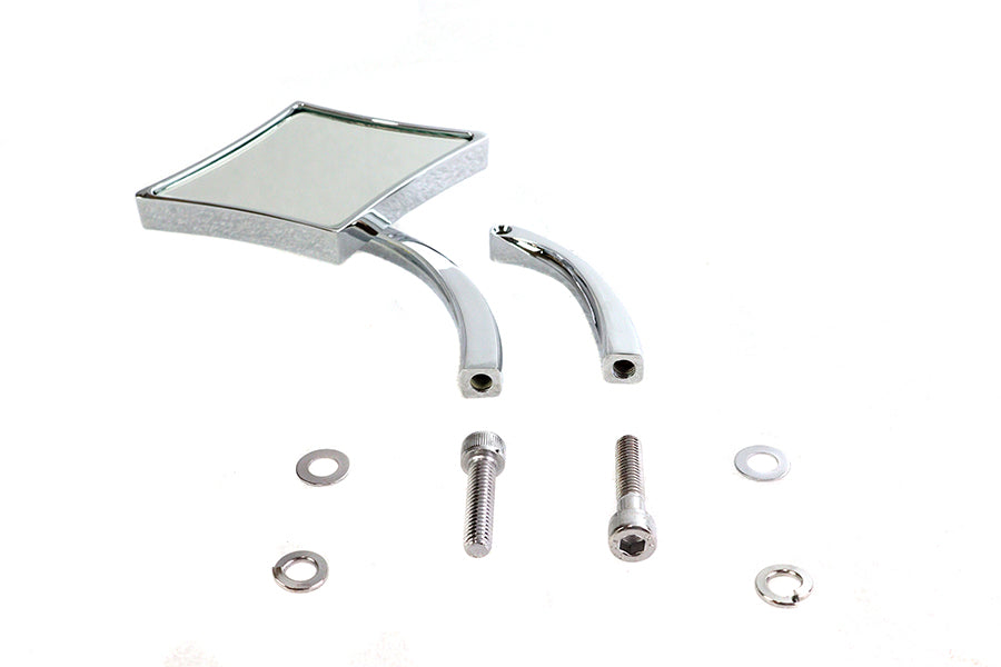 Wyatt Gatling Diamond Mirror with Billet Stem Chrome for Harley Davidson 1965-1974