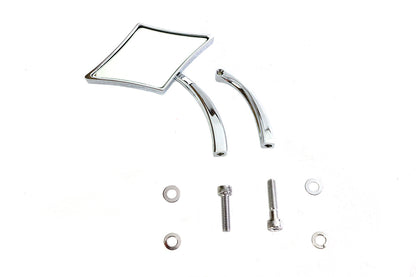 Wyatt Gatling Diamond Mirror with Billet Stem Chrome for Harley Davidson 1965-1974