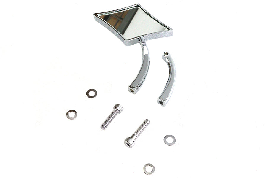 Wyatt Gatling Diamond Mirror with Billet Stem Chrome for Harley Davidson 1965-1974