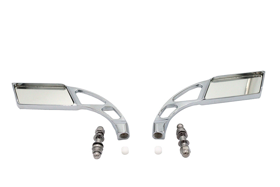 Wyatt Gatling Parallelogram Mirror Set with Billet Slotted Stem Chrome for Harley Davidson 1965-1974