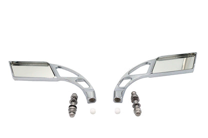 Wyatt Gatling Parallelogram Mirror Set with Billet Slotted Stem Chrome for Harley Davidson 1965-1974
