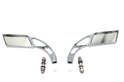 Wyatt Gatling Parallelogram Mirror Set with Billet Slotted Stem Chrome for Harley Davidson 1965-1974