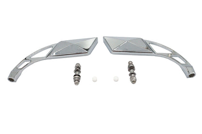 Wyatt Gatling Parallelogram Mirror Set with Billet Slotted Stem Chrome for Harley Davidson 1965-1974
