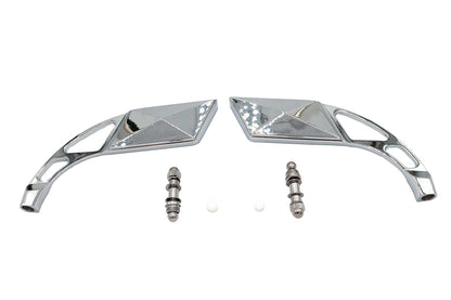Wyatt Gatling Parallelogram Mirror Set with Billet Slotted Stem Chrome for Harley Davidson 1965-1974