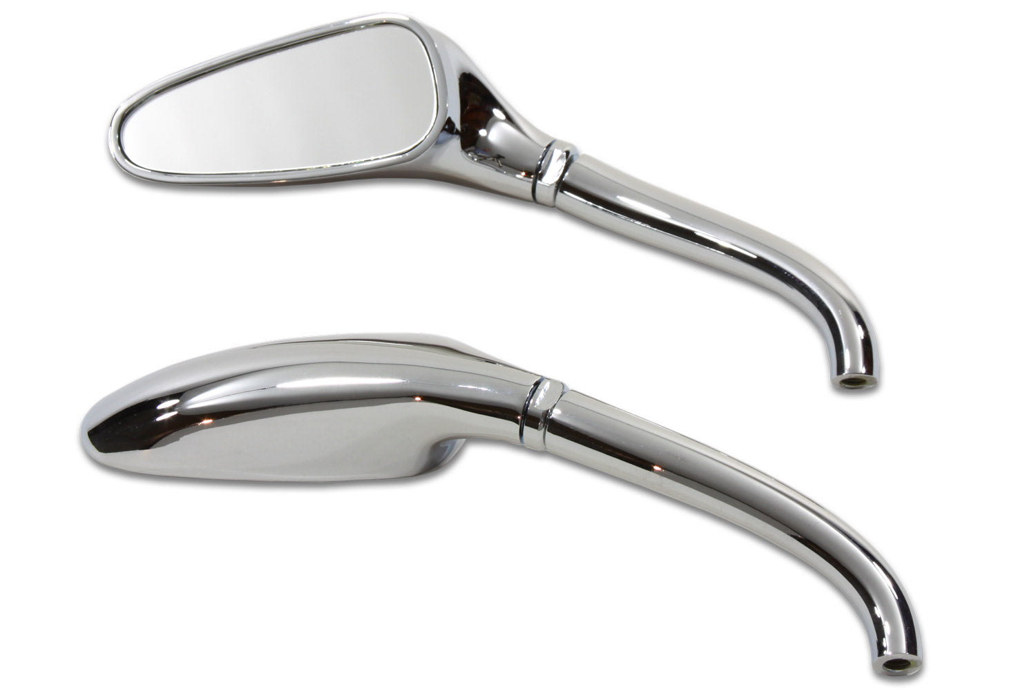 Wyatt Gatling 3D Style Chrome Mirror Set with Round Stems for Harley Davidson 1965-1974