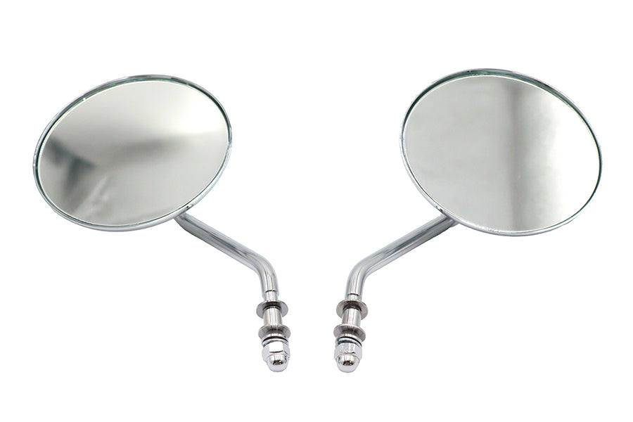 Wyatt Gatling 4-1/2 inch Round Mirror Set with Round Stock Stems in Chrome