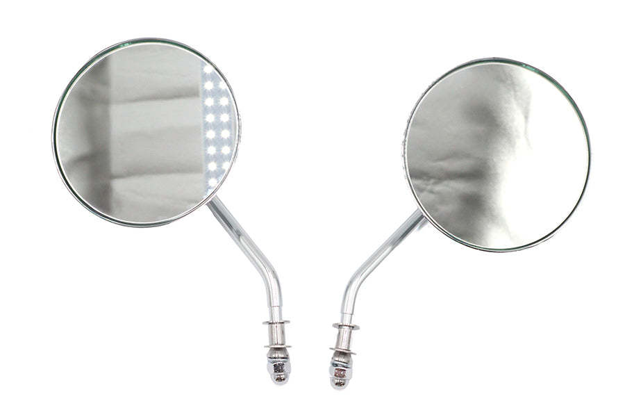Wyatt Gatling 4-1/2 inch Round Mirror Set with Round Stock Stems in Chrome