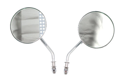 Wyatt Gatling 4-1/2 inch Round Mirror Set with Round Stock Stems in Chrome