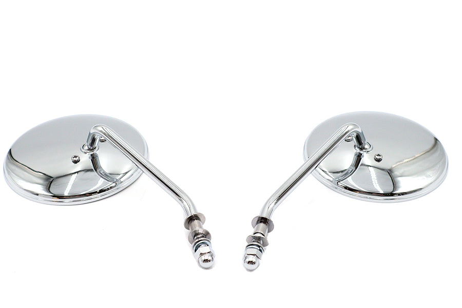 Wyatt Gatling 4-1/2 inch Round Mirror Set with Round Stock Stems in Chrome