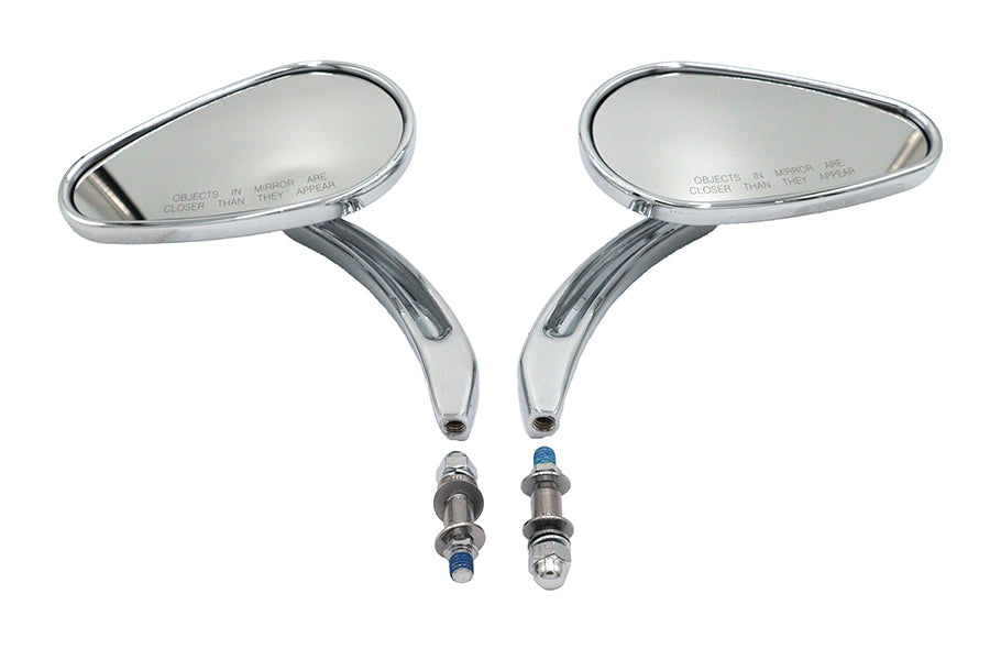 Wyatt Gatling Bullet Mirror Set with Billet Sculpted Stems Chrome for Harley Davidson