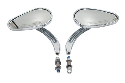 Wyatt Gatling Bullet Mirror Set with Billet Sculpted Stems Chrome for Harley Davidson