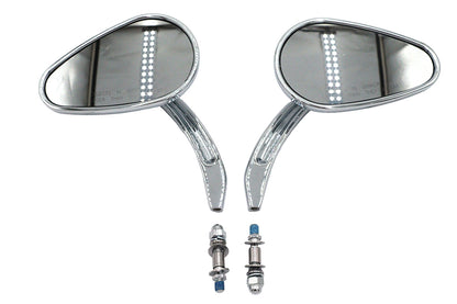 Wyatt Gatling Bullet Mirror Set with Billet Sculpted Stems Chrome for Harley Davidson