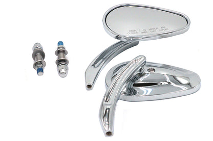 Wyatt Gatling Bullet Mirror Set with Billet Sculpted Stems Chrome for Harley Davidson