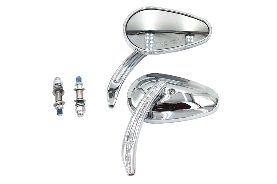Wyatt Gatling Bullet Mirror Set with Billet Sculpted Stems Chrome for Harley Davidson