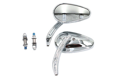 Wyatt Gatling Bullet Mirror Set with Billet Sculpted Stems Chrome for Harley Davidson