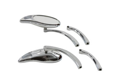 Wyatt Gatling Chrome Teardrop Mirror Set with Solid Billet Stems for Harley Davidson (Part #76089)