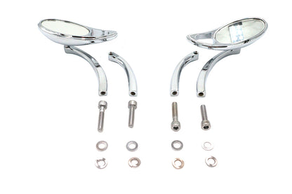 Wyatt Gatling Chrome Teardrop Mirror Set with Solid Billet Stems for Harley Davidson (Part #76089)