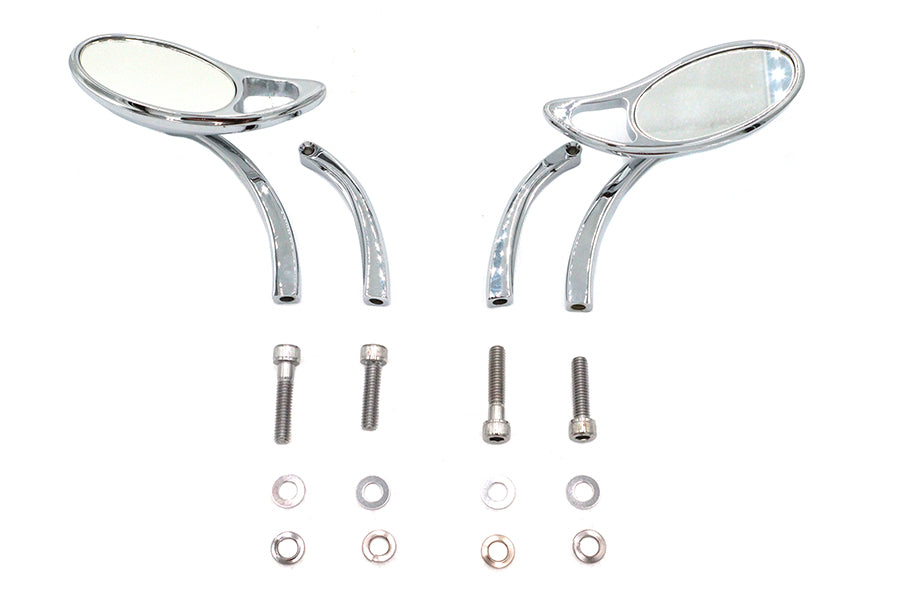 Wyatt Gatling Chrome Teardrop Mirror Set with Solid Billet Stems for Harley Davidson (Part #76089)