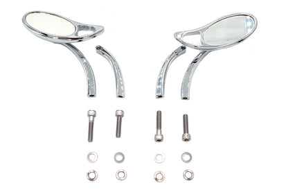 Wyatt Gatling Chrome Teardrop Mirror Set with Solid Billet Stems for Harley Davidson (Part #76089)