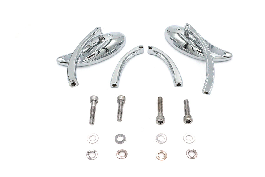 Wyatt Gatling Chrome Teardrop Mirror Set with Solid Billet Stems for Harley Davidson (Part #76089)