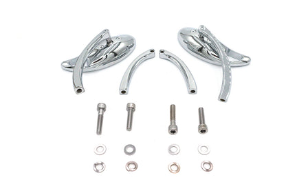 Wyatt Gatling Chrome Teardrop Mirror Set with Solid Billet Stems for Harley Davidson (Part #76089)