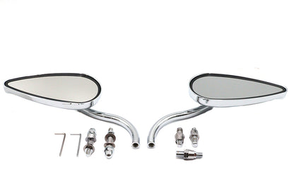 Wyatt Gatling Teardrop Mirror Set with Billet Long Stems Chrome for Harley Davidson (1965-1974)