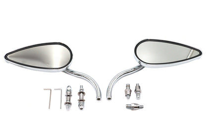 Wyatt Gatling Teardrop Mirror Set with Billet Long Stems Chrome for Harley Davidson (1965-1974)