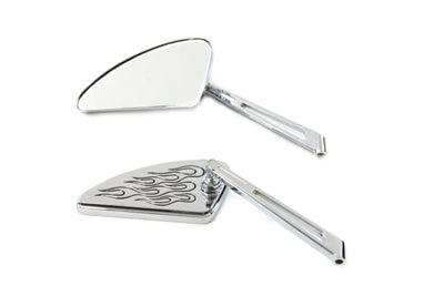 Wyatt Gatling Flame Teardrop Mirror Set with Slotted Stems for Harley Davidson 1965-1974
