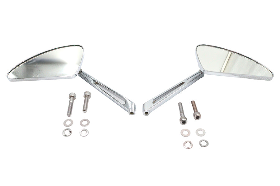 Wyatt Gatling Flame Teardrop Mirror Set with Slotted Stems for Harley Davidson 1965-1974