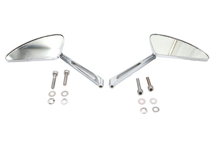 Wyatt Gatling Flame Teardrop Mirror Set with Slotted Stems for Harley Davidson 1965-1974