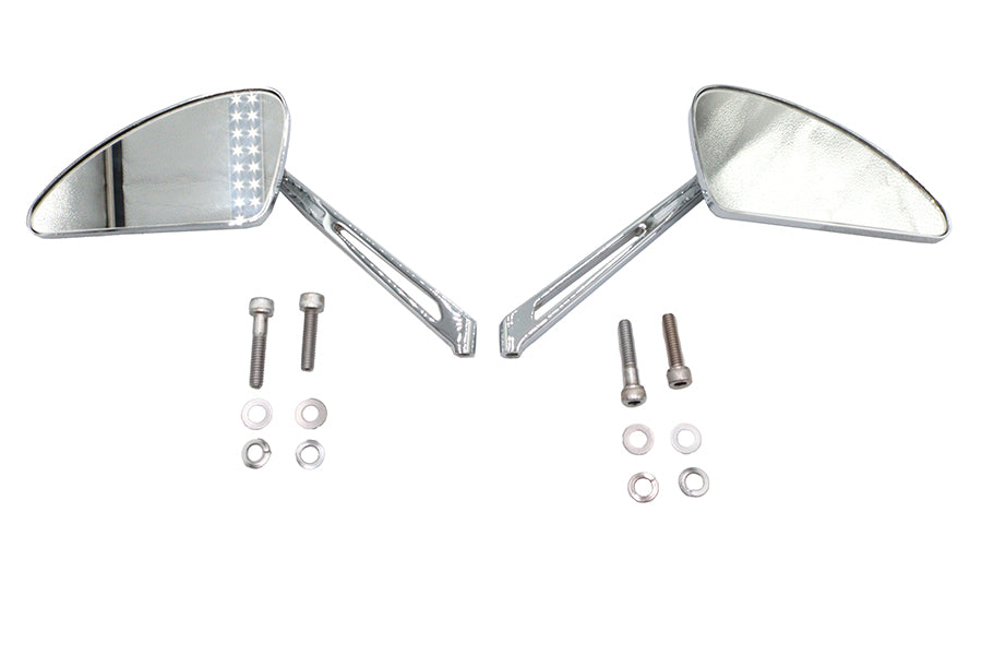 Wyatt Gatling Flame Teardrop Mirror Set with Slotted Stems for Harley Davidson 1965-1974