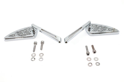 Wyatt Gatling Flame Teardrop Mirror Set with Slotted Stems for Harley Davidson 1965-1974