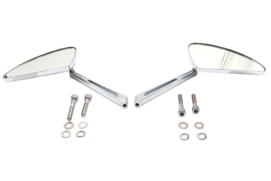 Wyatt Gatling 76181G Teardrop Mirror Set with Gold Inlay Flames for Harley Davidson