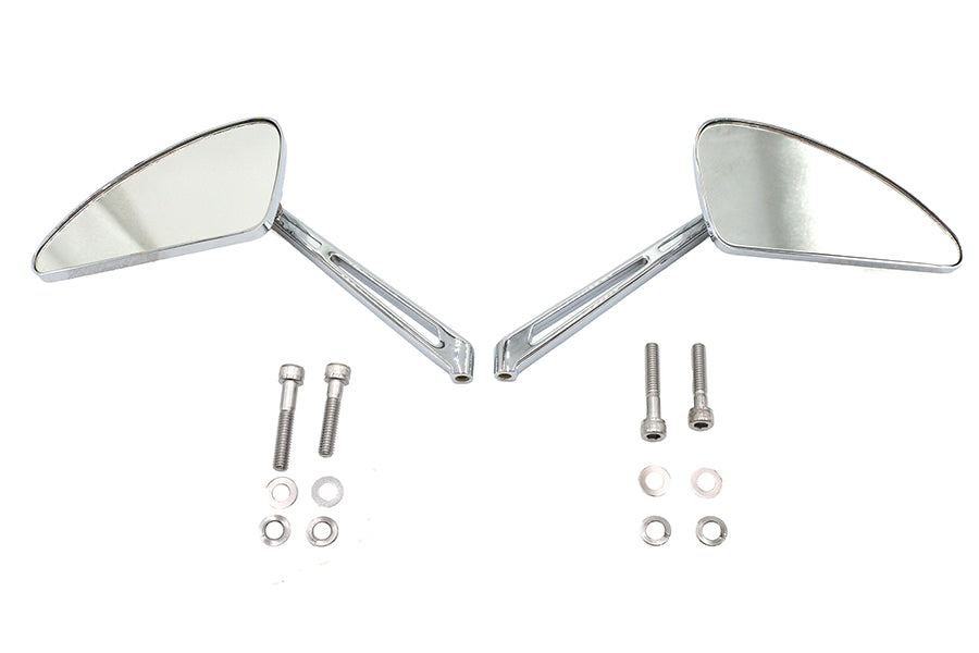 Wyatt Gatling 76181G Teardrop Mirror Set with Gold Inlay Flames for Harley Davidson