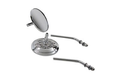 Wyatt Gatling 60-6231 Chrome Round Flame Mirror Set with Round Stems for Harley Davidson (1965-1974)