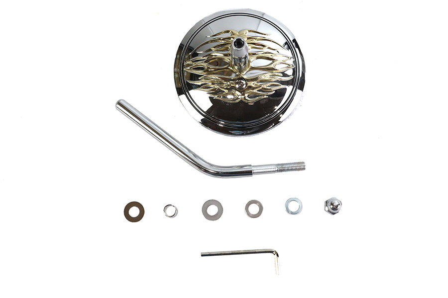 Wyatt Gatling 60-6231G Chrome 4-3/8 inch Round Flame Mirror for Harley Davidson