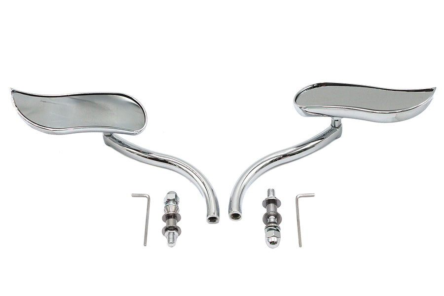 Wyatt Gatling S-Curve Mirror Set with Round Stems for Harley Davidson (1965-1974)