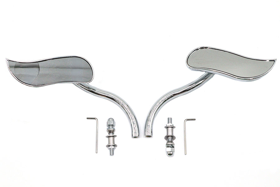 Wyatt Gatling S-Curve Mirror Set with Round Stems for Harley Davidson (1965-1974)