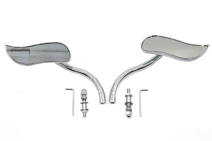 Wyatt Gatling S-Curve Mirror Set with Round Stems for Harley Davidson (1965-1974)