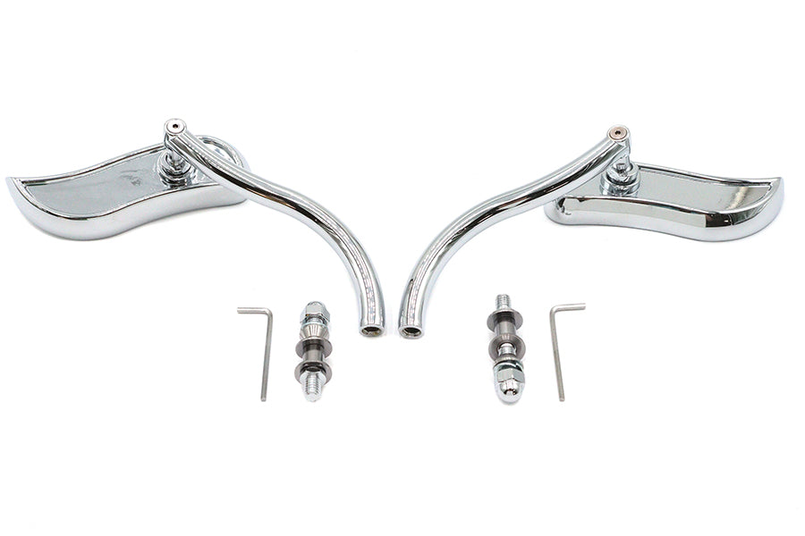 Wyatt Gatling S-Curve Mirror Set with Round Stems for Harley Davidson (1965-1974)
